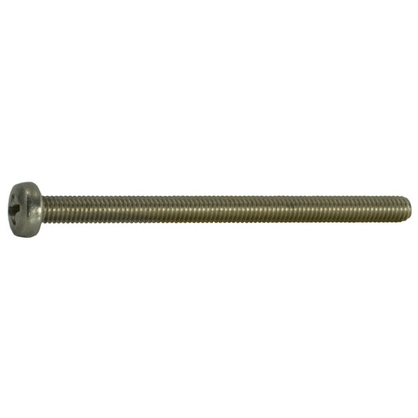 Midwest Fastener M4-0.70 x 60 mm Phillips Pan Machine Screw, Plain Stainless Steel, 100 PK 55061